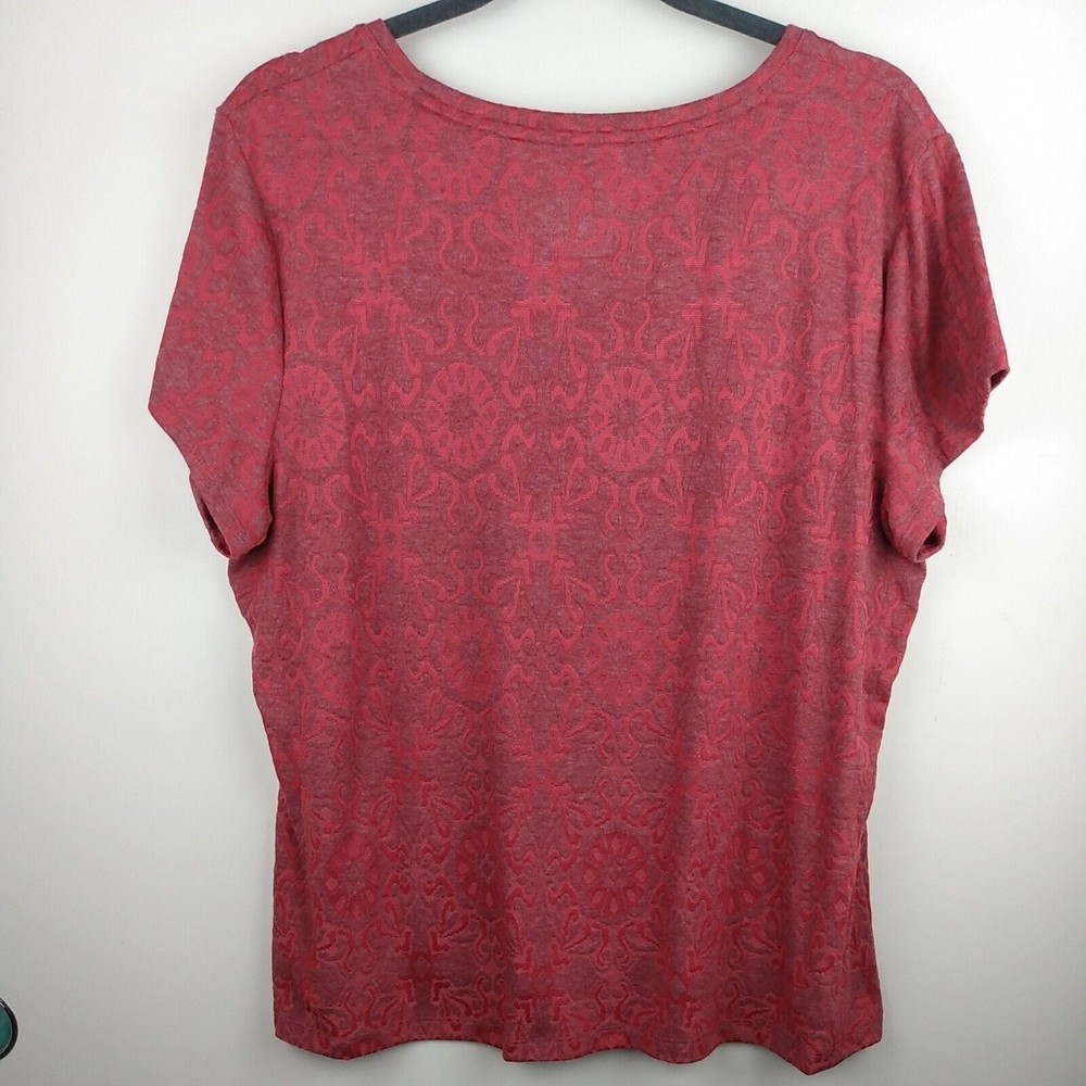 Apt 9 Top Womens Size PXXL Short Sleeve Pink Floral Burnout Coral T Shirt blouse - Picture 2 of 5